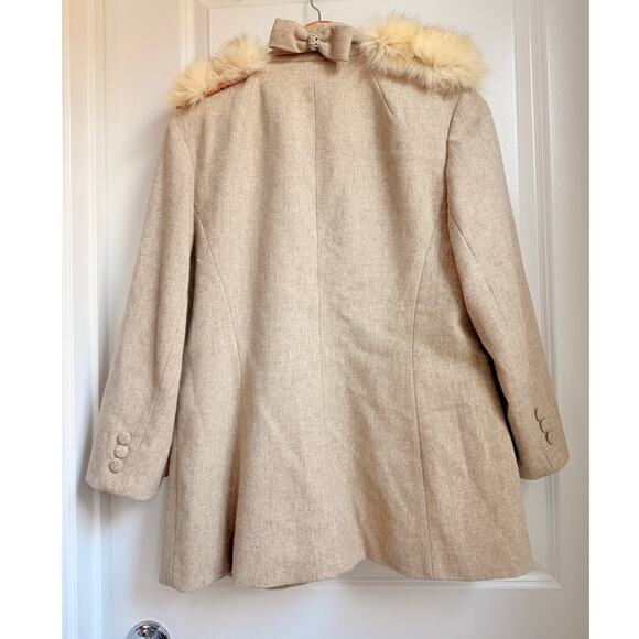 Vintage 1970s Lilli Ann San Francisco Wool Pants Suit Fur Collar Statement Retro - Picture 4 of 9